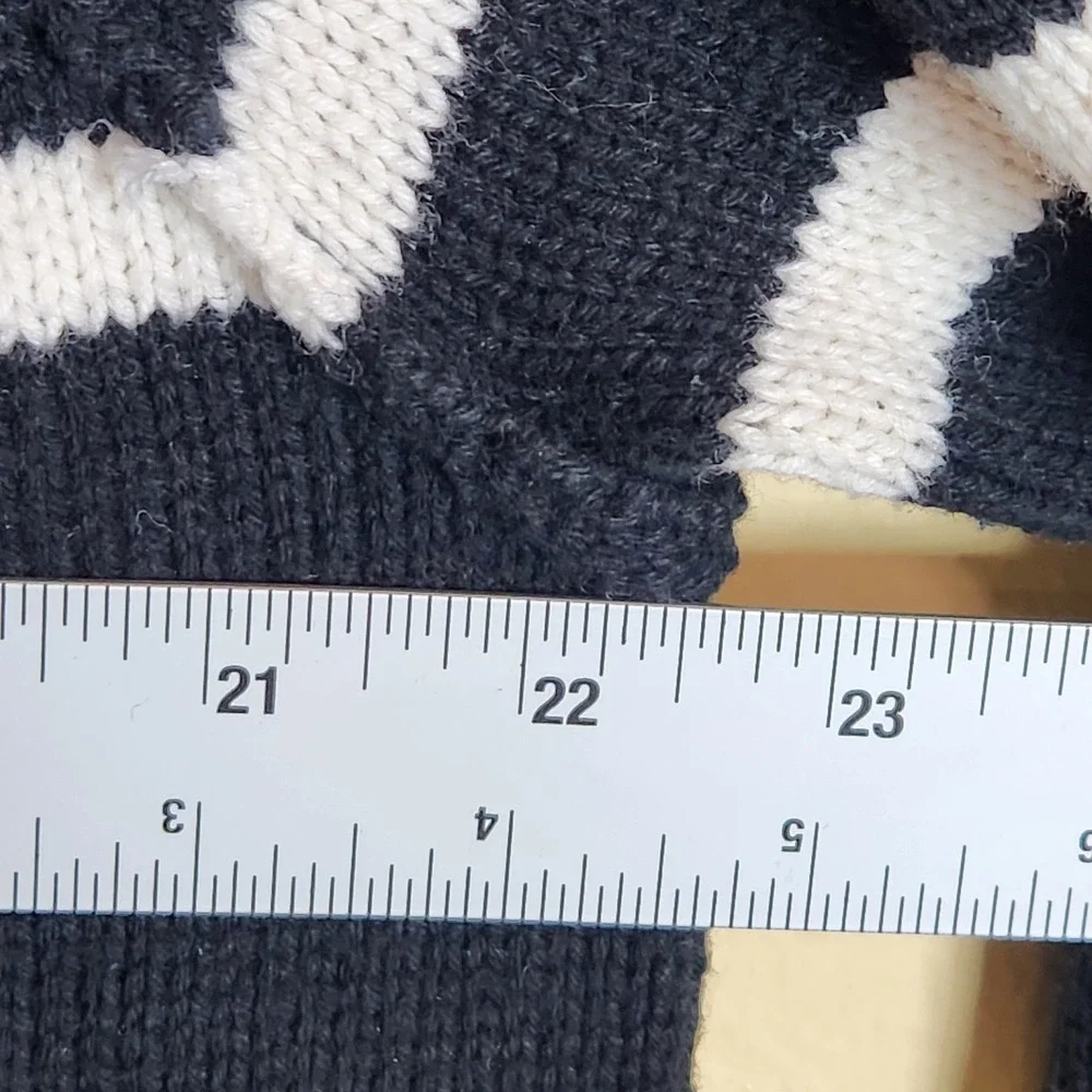 Polo Ralph Lauren blue white striped Sweater Preppy tunic inside out seam collar
